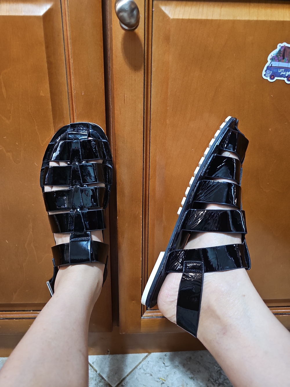 Zara Patent Leather Fisherman Sandals Size 8
